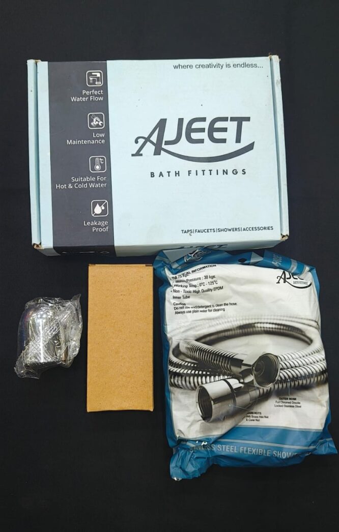 AJEET CP BRASS HEALTH FAUCET Stainless Steel coated ROUND15MM box