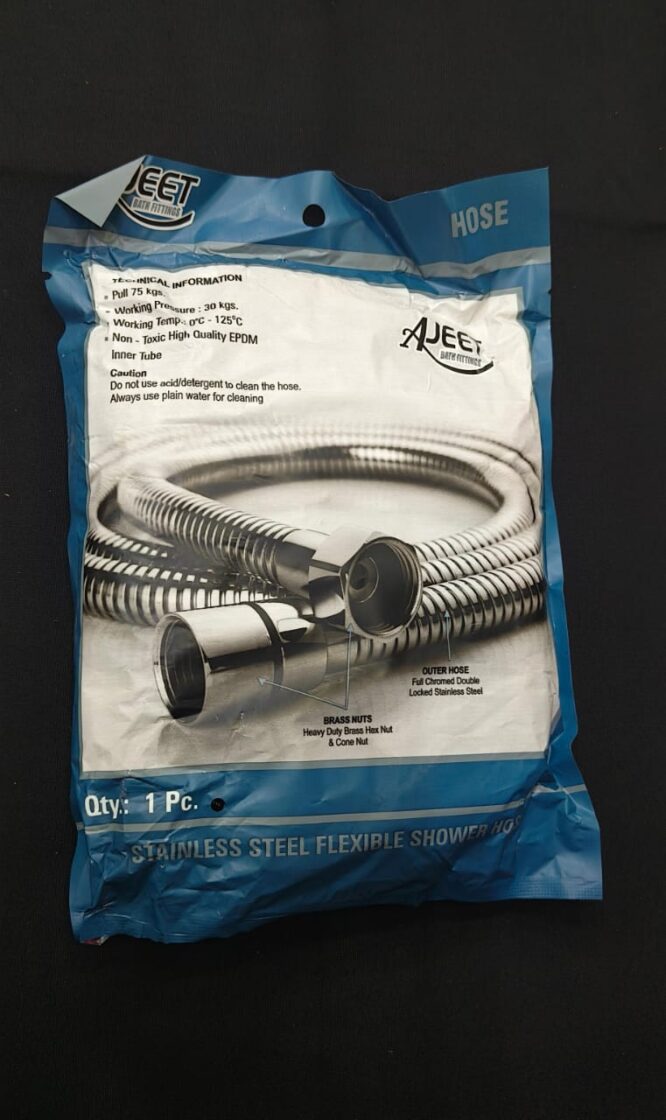 AJEET CP BRASS HEALTH FAUCET Stainless Steel coated ROUND15MM hose top