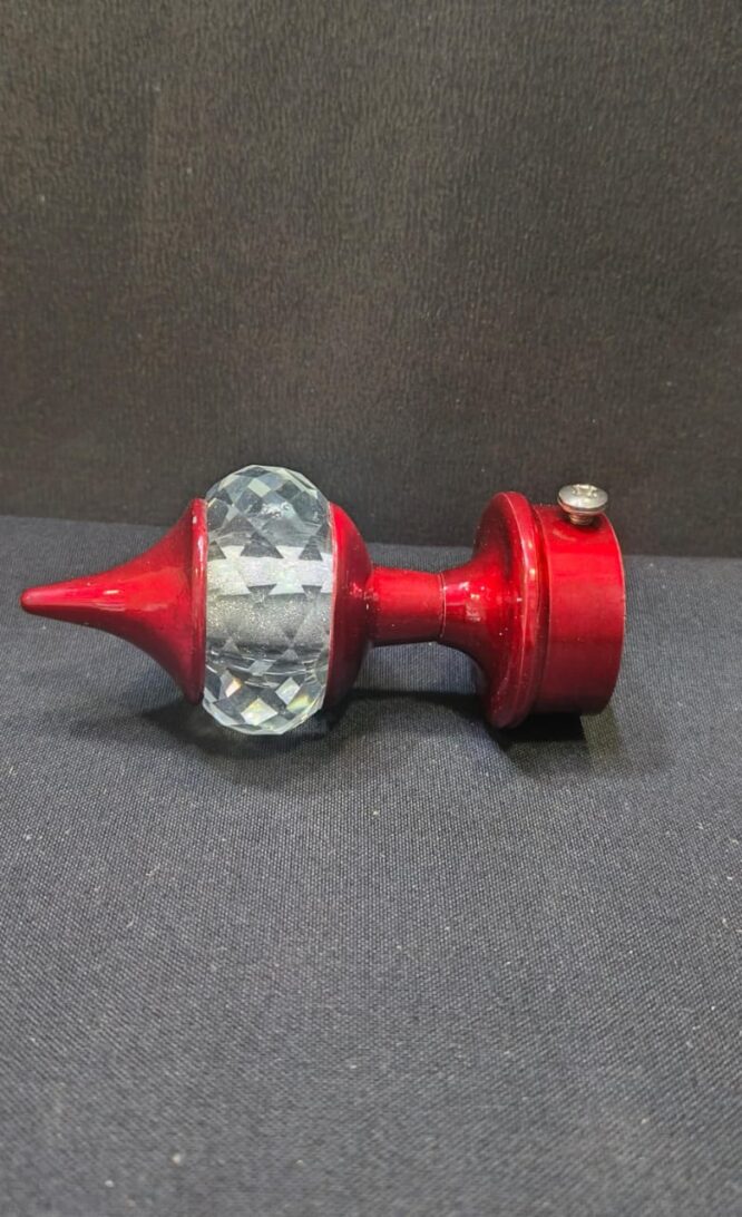 RR Curtain Bracket Stainless Steel Red with Glassy Design