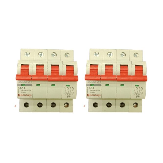 Koncept Four Pole MCB Isolator | Available Rating : 40A,63A | 10000A Breaking Capacity FP 415V